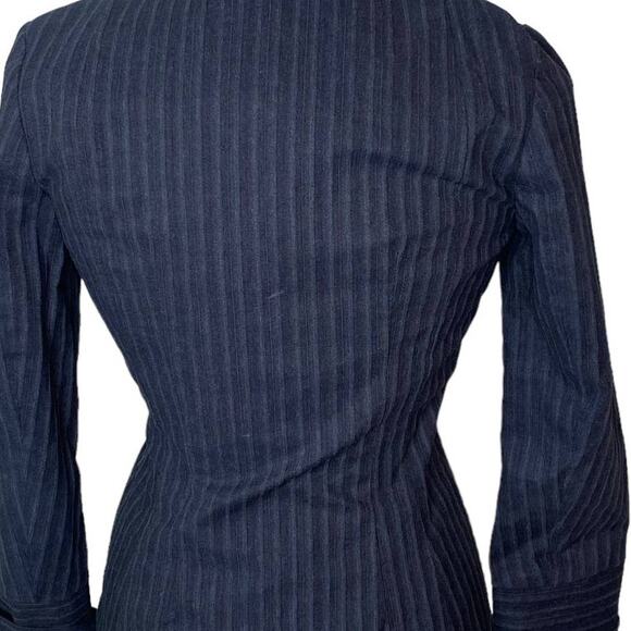 GARY GRAHAM Double Layer Faux Leather Pinstriped Black Gray Blazer Size 4 - Picture 4 of 14